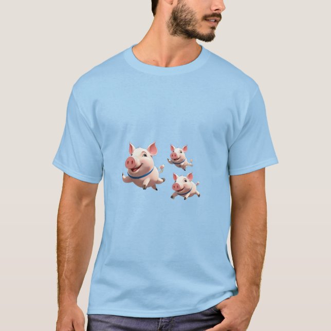When Pigs Fly Funny Winged Pigs T Shirt (Framsida)