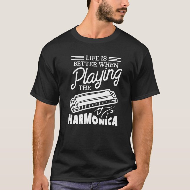 When Playing The Harmonica Harmonicist T Shirt (Framsida)