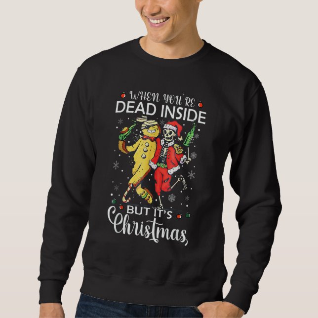 When You're Dead Inside But It's Christmas  Skelet Lång Ärmad Tröja (Framsida)