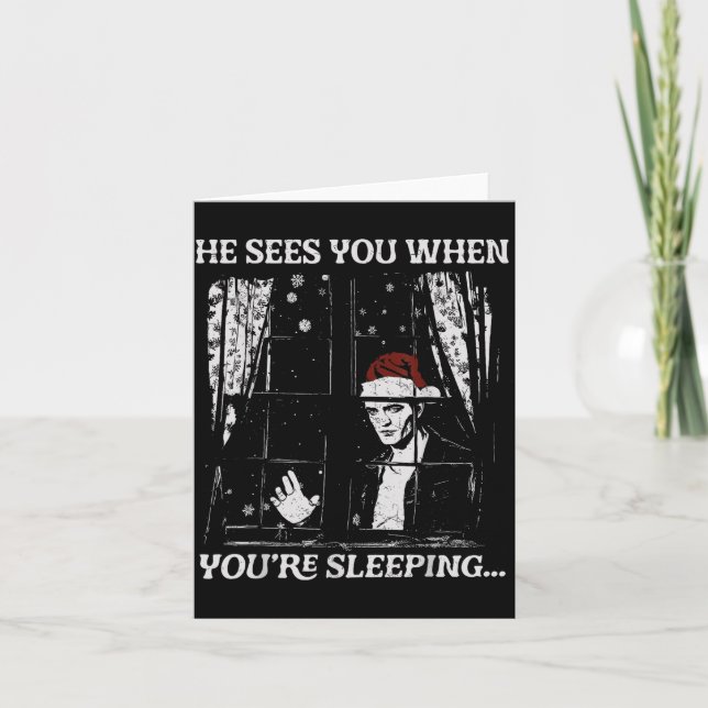 When You're Sleeng Christmas Santa He Sees You  Kort (Framsida)