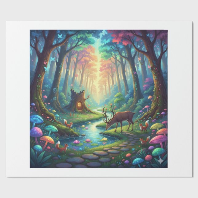 Where Deer Dream and Mushrooms Glows Presentpapper (Platt)