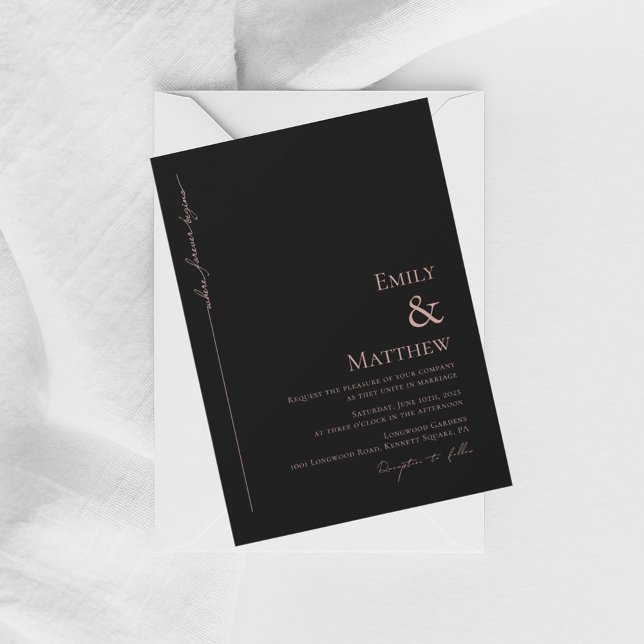 Where Forever Begins Black Wedding Invitation Inbjudningar (Skapare uppladdad)