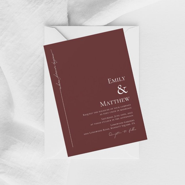 Where Forever Begins Burgundy Wedding Invitation Inbjudningar (Skapare uppladdad)