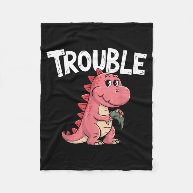 Where I Go Trouble Follows I'm Trouble Funny Dinos Fleecefilt (Framsidan)