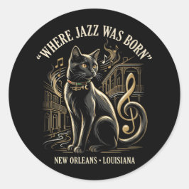 Where Jazz Was Born New Orleans Black Cat Heritage Runt Klistermärke