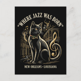 Where Jazz Was Born New Orleans Black Cat Heritage Vykort
