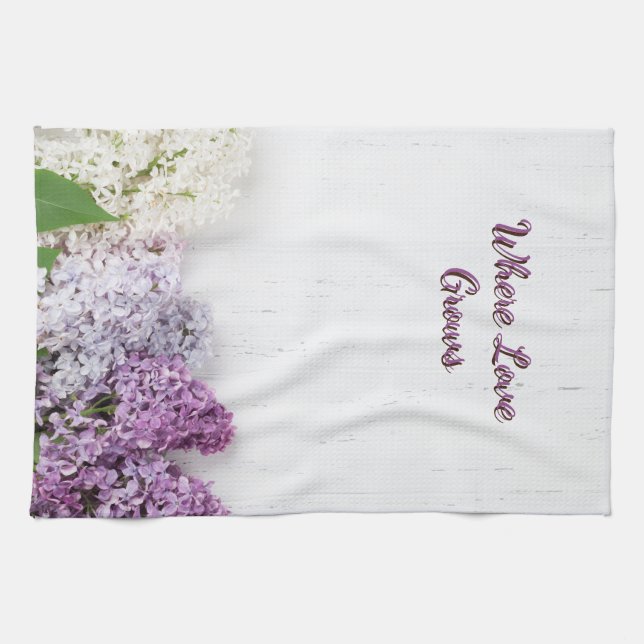 Where Love Grows Kitchen Towel | Lilac Spring Tea  Kökshandduk (Horisontell)