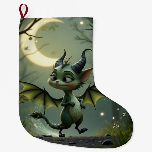 Where moonbeams dance, little mischief awakens.  stor julstrumpa (Framsidan)