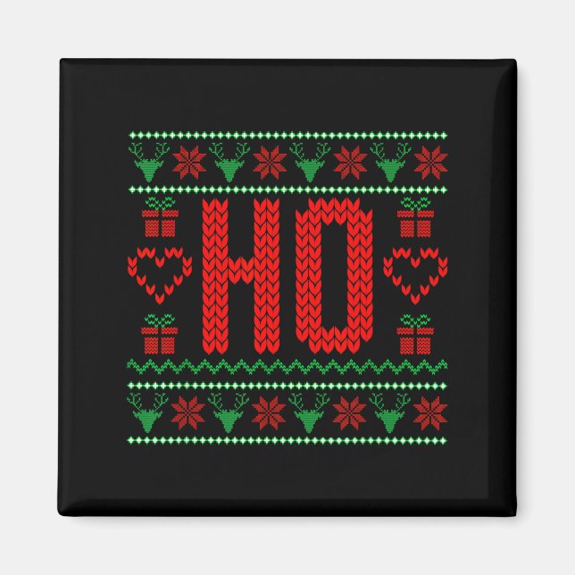 Where My Ho's At Ugly Christmas Sweater Couples Ma Magnet (Framsidan)