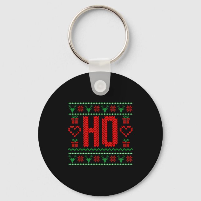 Where My Ho's At Ugly Christmas Sweater Couples Ma Nyckelring (Framsida)