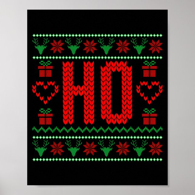 Where My Ho's At Ugly Christmas Sweater Couples Ma Poster (Framsidan)