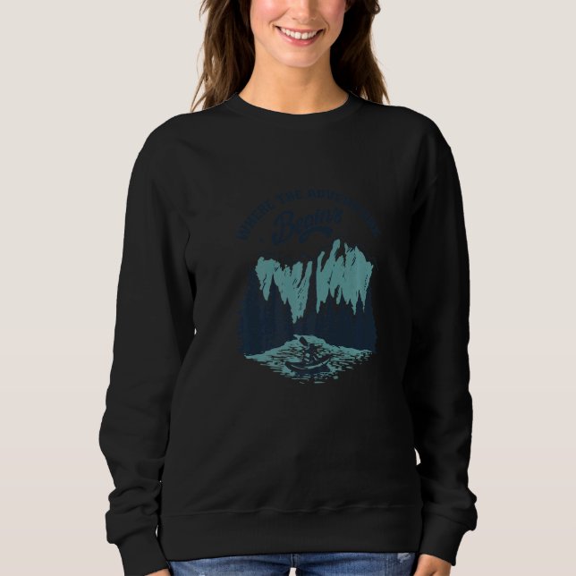 WHere the adventure begins mountains kayak   T Shirt (Framsida)