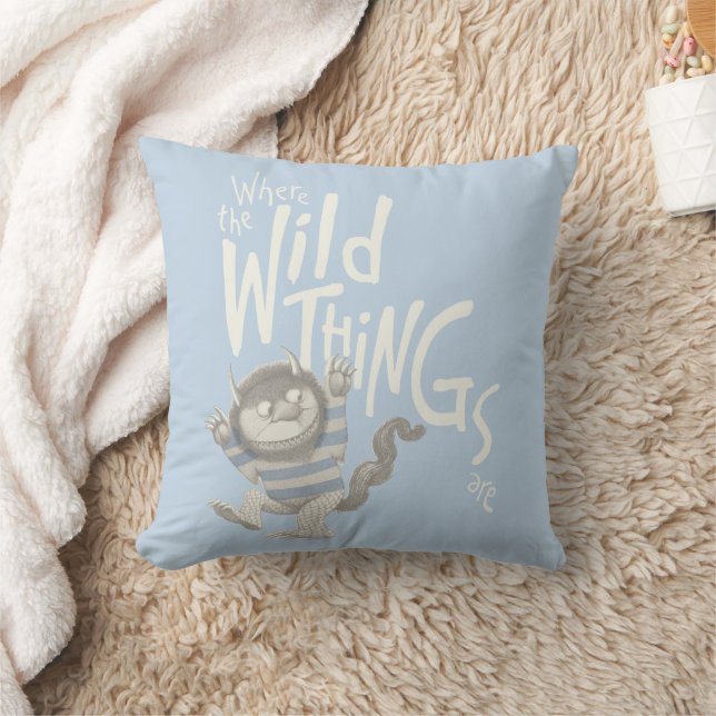 Where the Wild Things Are-citat - Blå Kudde (Filt)
