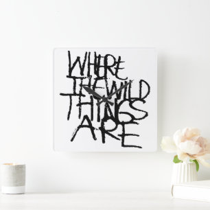 Where the Wild Things Are   Handskriven Fyrkantig Klocka