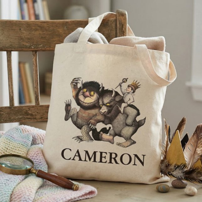 Where the Wild Things Are | Lägg till ditt namn Tygkasse (Generated image of tote bag on chair)