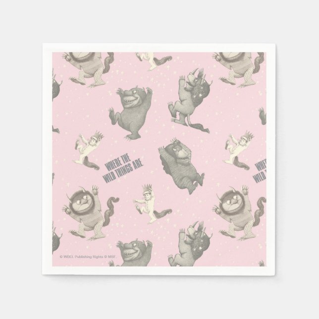 Where the Wild Things Are Pink Star Pattern Pappersservett (Framsidan)