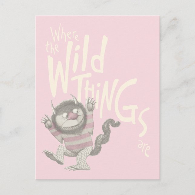 Where the Wild Things Are Quote - Pink Vykort (Framsida)
