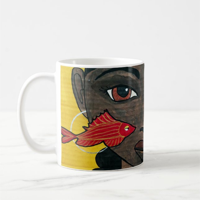 Where Thoughts Swim | Svart kvinnlig konst Afrocen Kaffemugg (Vänster)