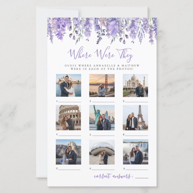 Where Were They Floral Bridal Shower Game (Framsida)