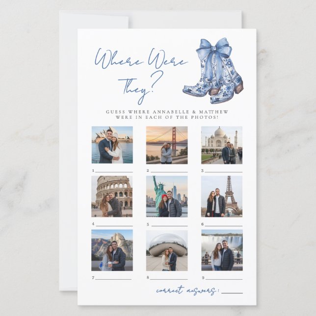 Where Were They Rustic Bridal Shower Game (Framsida)