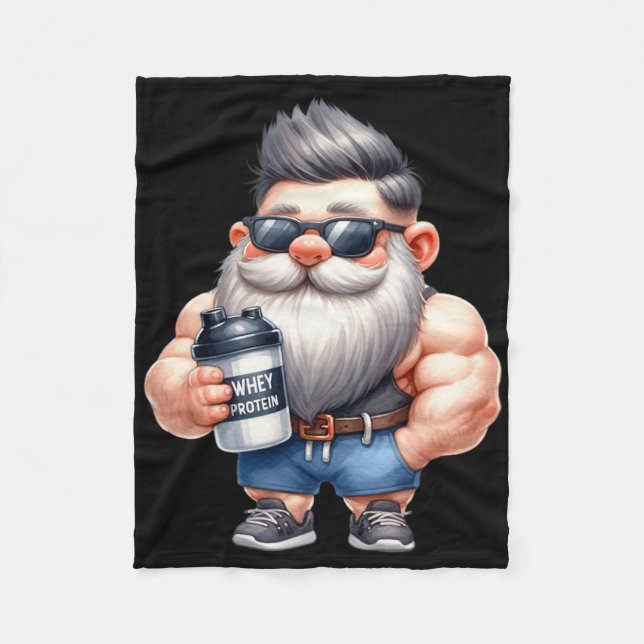 Whey Protein Gnome Pappa Funny Bodybuilding der Gr Fleecefilt (Framsidan)