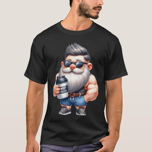 Whey Protein Gnome Pappa Funny Bodybuilding der Gr T Shirt (Framsida)