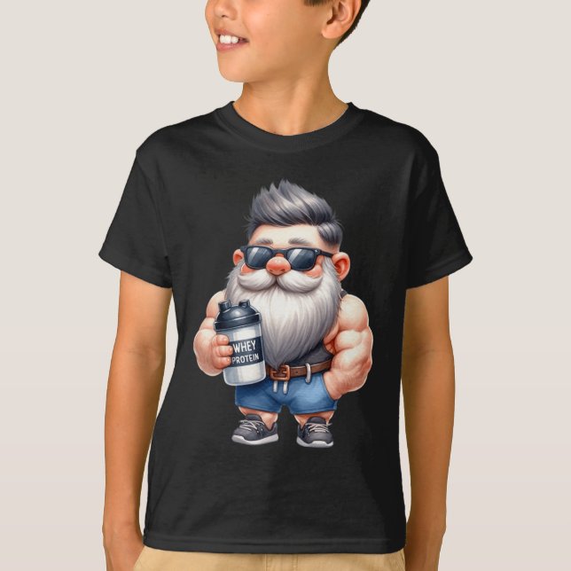 Whey Protein Gnome Pappa Funny Bodybuilding der Gr T Shirt (Framsida)