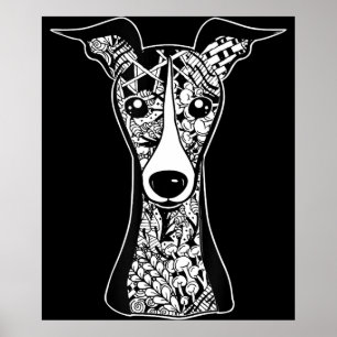 Whibit Älskare Italienska Greyhound Ansikte Gra Poster