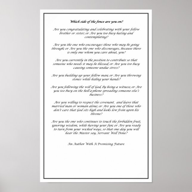 Which Side of The Fence (Black and White)- Poster  (Framsidan)