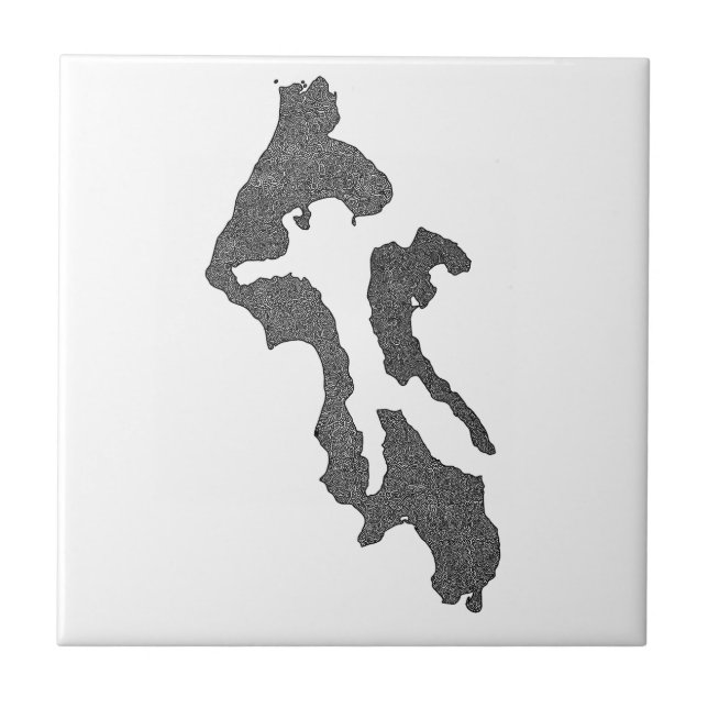 Whidbey Island Island County Map Design Kakelplatta (Framsidan)