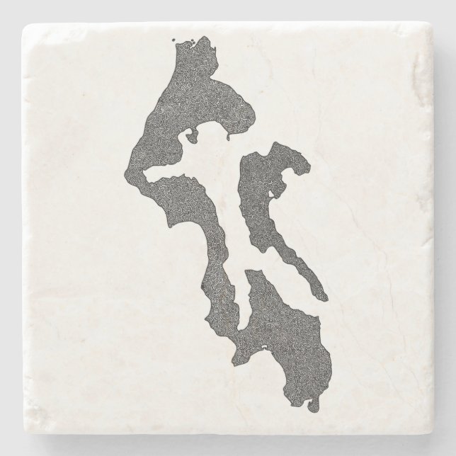 Whidbey Island Island County Map Design Stenunderlägg (Framsidan)