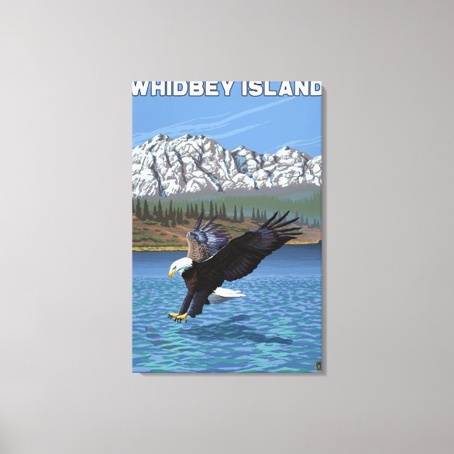 Whidbey Island, WashingtonEagle Fishing Canvastryck (Framsida)
