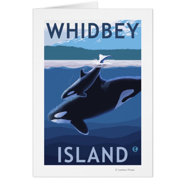 Whidbey Island, WashingtonOrca och Calf Hälsningskort (Framsidan)