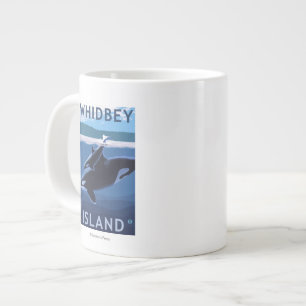 Whidbey Island, WashingtonOrca och Calf Jumbo Mugg
