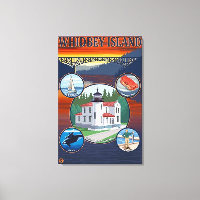 Whidbey Island, WashingtonScenia Travel Poster Canvastryck (Framsida)
