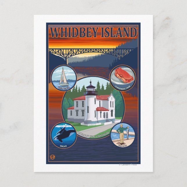 Whidbey Island, WashingtonScenia Travel Poster Vykort (Framsida)