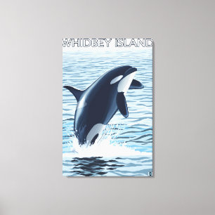 Whidbey ö, WashingtonOrca banhoppning Canvastryck