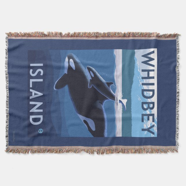 Whidbey ö, WashingtonOrca och kalv Filt (Framsidan)