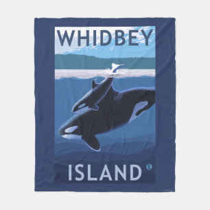 Whidbey ö, WashingtonOrca och kalv Fleecefilt