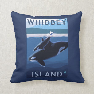 Whidbey ö, WashingtonOrca och kalv Kudde