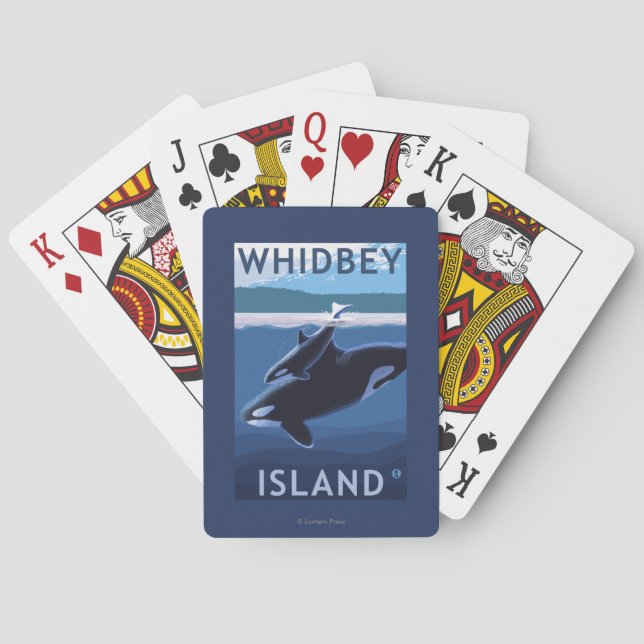 Whidbey ö, WashingtonOrca och kalv Spel Kort (Baksidan)