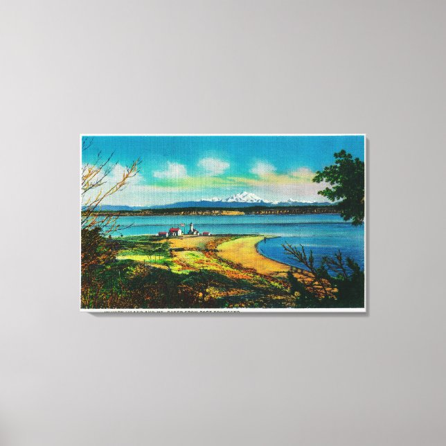 Whidby Island och Mt Baker från Port Townsend Canvastryck (Framsida)