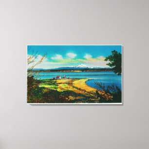 Whidby Island och Mt Baker från Port Townsend Canvastryck