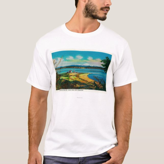 Whidby ö och Mt.-bagare från port Townsend Tee Shirt (Framsida)