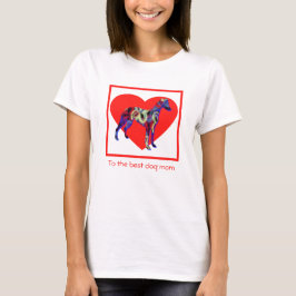 Whifragmentet Silhouette Hund Red Heart Mor's Day T Shirt