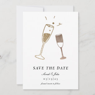 Whimcial Champagne Spara Datum Inbjudningar