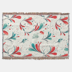 Whimiscal Blue and Red Paisley Löv Mönster (2) Filt