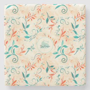 Whimiscal Blue and Red Paisley Löv Mönster (2) Stenunderlägg