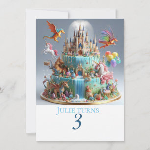 WHIMISCAL CASTLE DRAGONON & UNICORNS BIRTHDAY INBJUDNINGAR