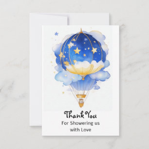 Whimiscal Celestial Luftballong Baby Shower Tack Kort